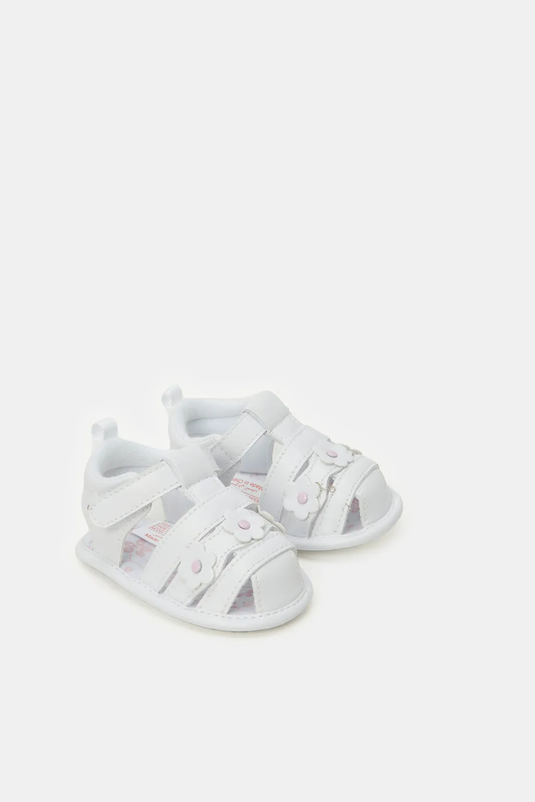 Baby Cream Floral Pram Shoe