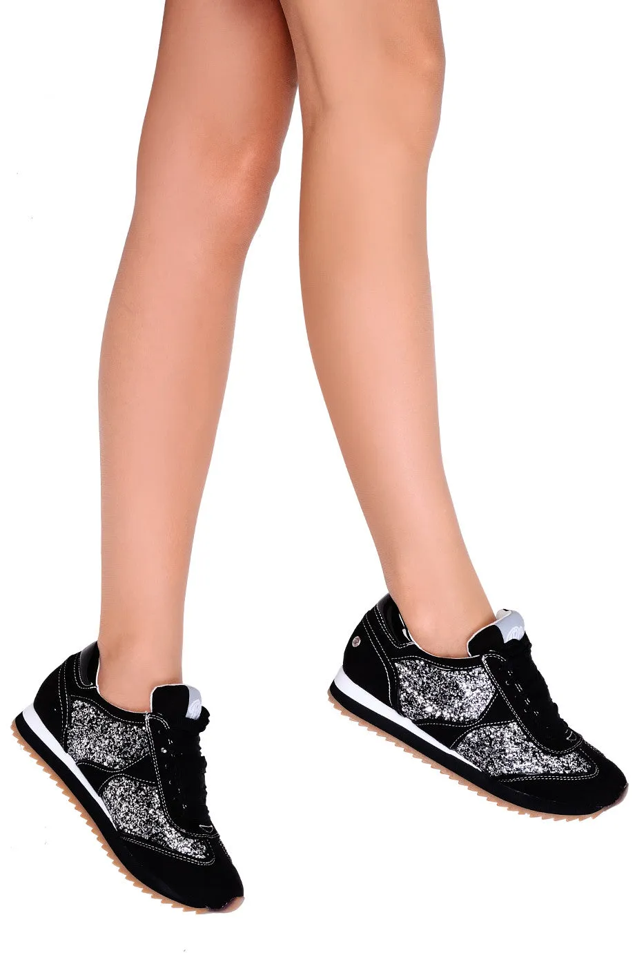 BLINK MARTINA Black Metallic Glitter Sneakers