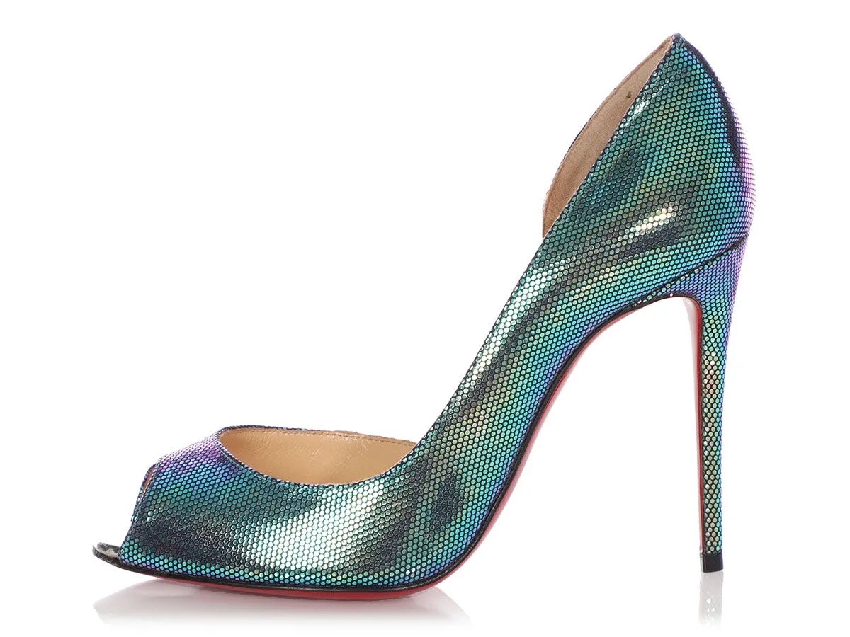 Christian Louboutin Tissu Digitale Scarabe Demi You 100 Peep Toe Pumps