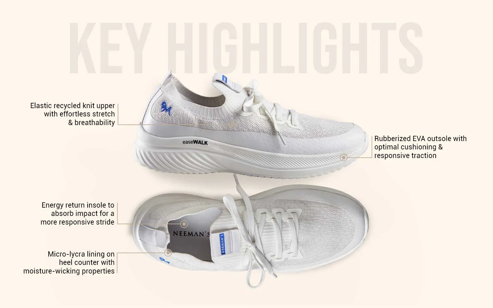 Ease Walk Sneakers : White