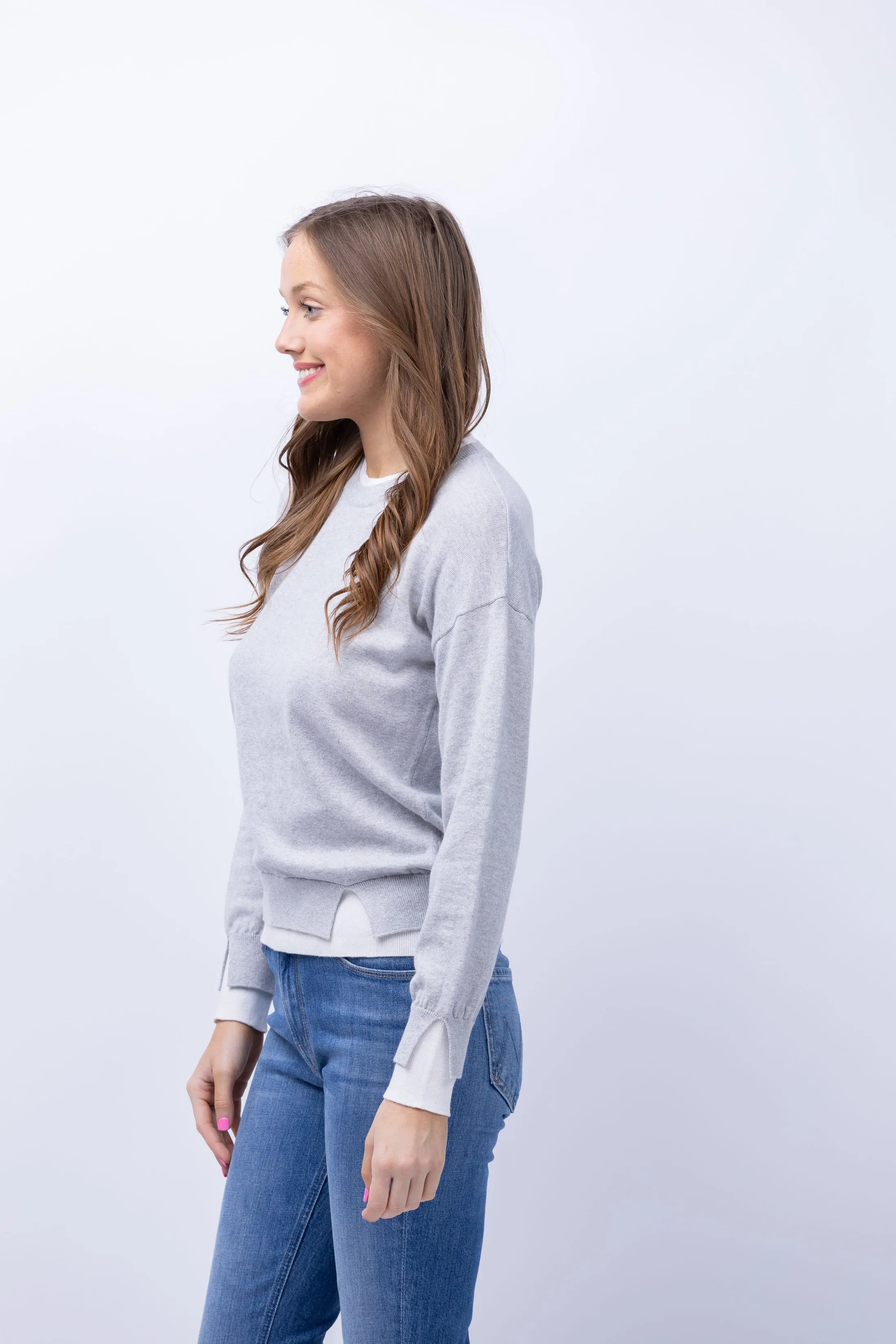 Elliott Lauren Double Layer Sweater in Heather Grey