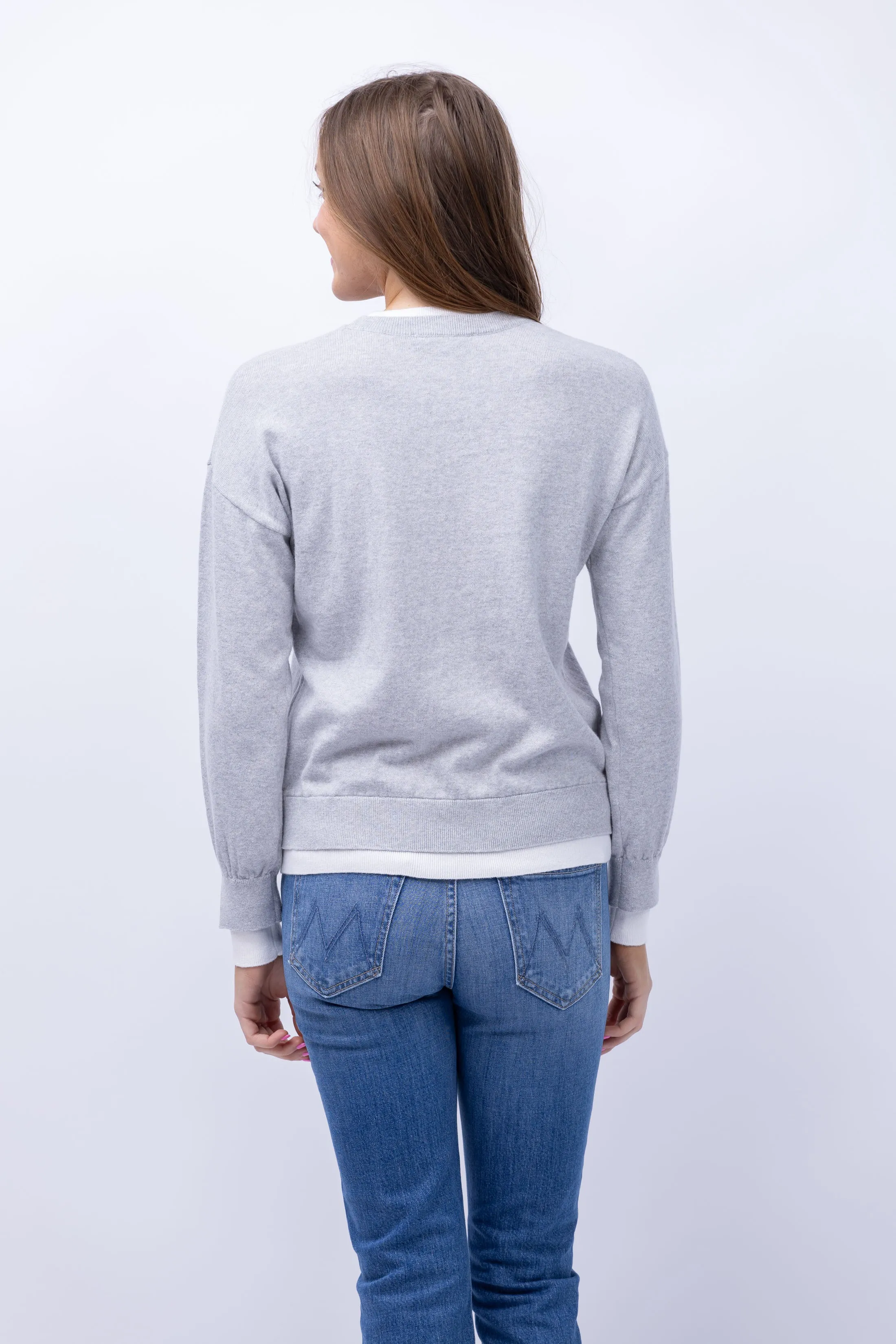 Elliott Lauren Double Layer Sweater in Heather Grey