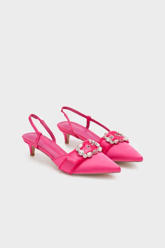 EMBELLISHED BUCKLE SLINGBACK HEEL