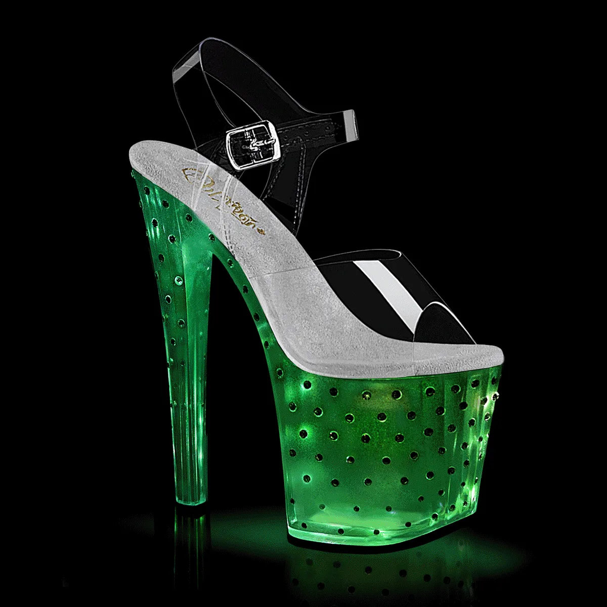 ENCHANT-708T-LT Rhinestone Light Up Platform Exotic Dancer Sandal