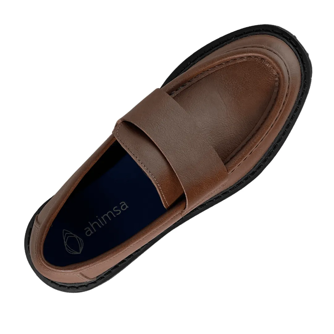 'Everyday Loafer' unisex vegan shoe with chunky sole by Ahimsa - cognac