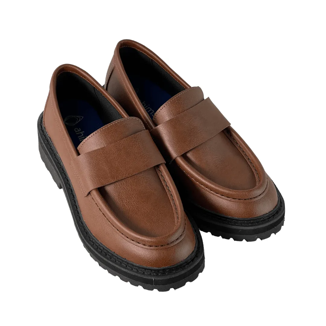 'Everyday Loafer' unisex vegan shoe with chunky sole by Ahimsa - cognac