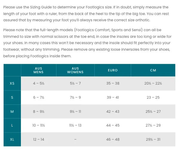 Footlogics Comfort Orthotic Insole