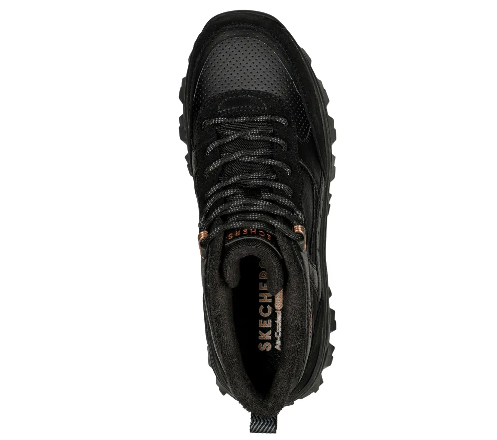 Ghete sport, dama, SKECHERS Hi Ryze Gawkers Street Blox-Block, 177240-BBK negru, piele naturala