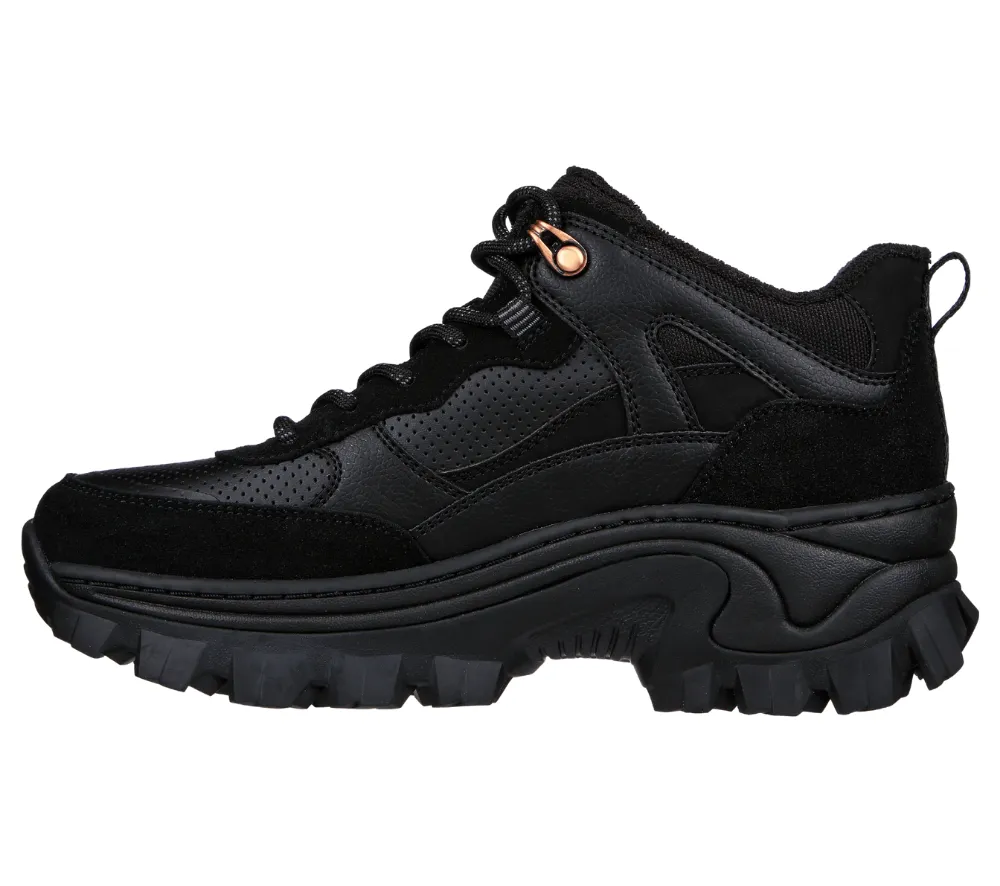 Ghete sport, dama, SKECHERS Hi Ryze Gawkers Street Blox-Block, 177240-BBK negru, piele naturala