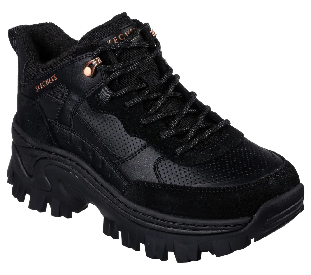 Ghete sport, dama, SKECHERS Hi Ryze Gawkers Street Blox-Block, 177240-BBK negru, piele naturala