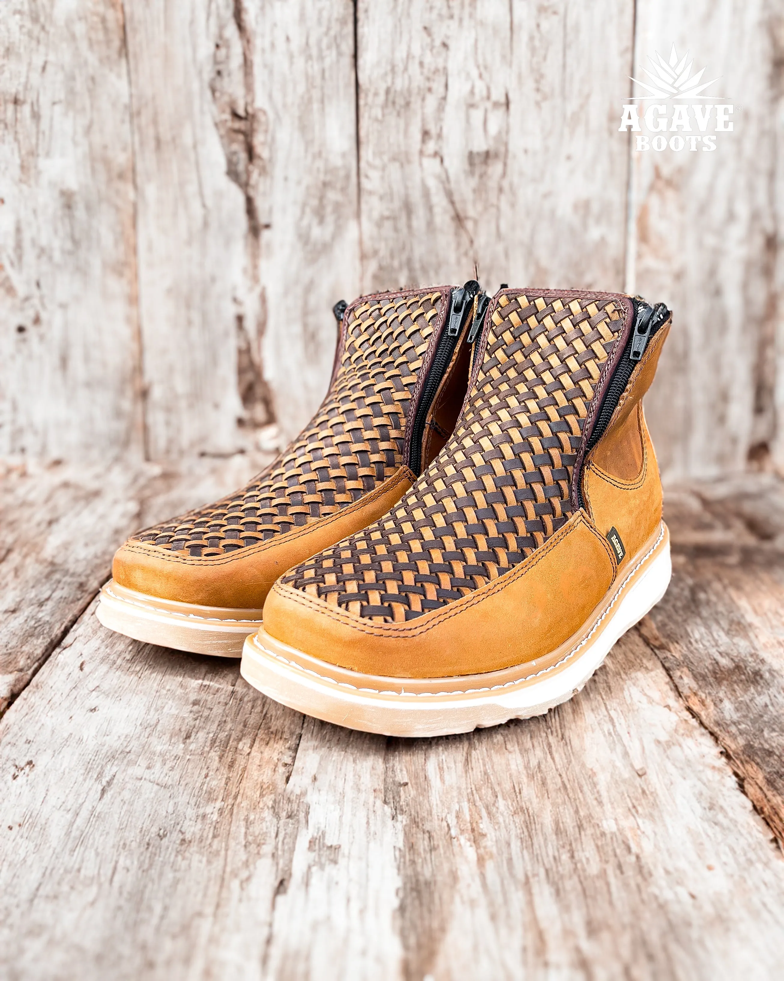 HAND MADE WOVEN TEJIDO "LIGHT BROWN" | MEN ZIPPER SHOES