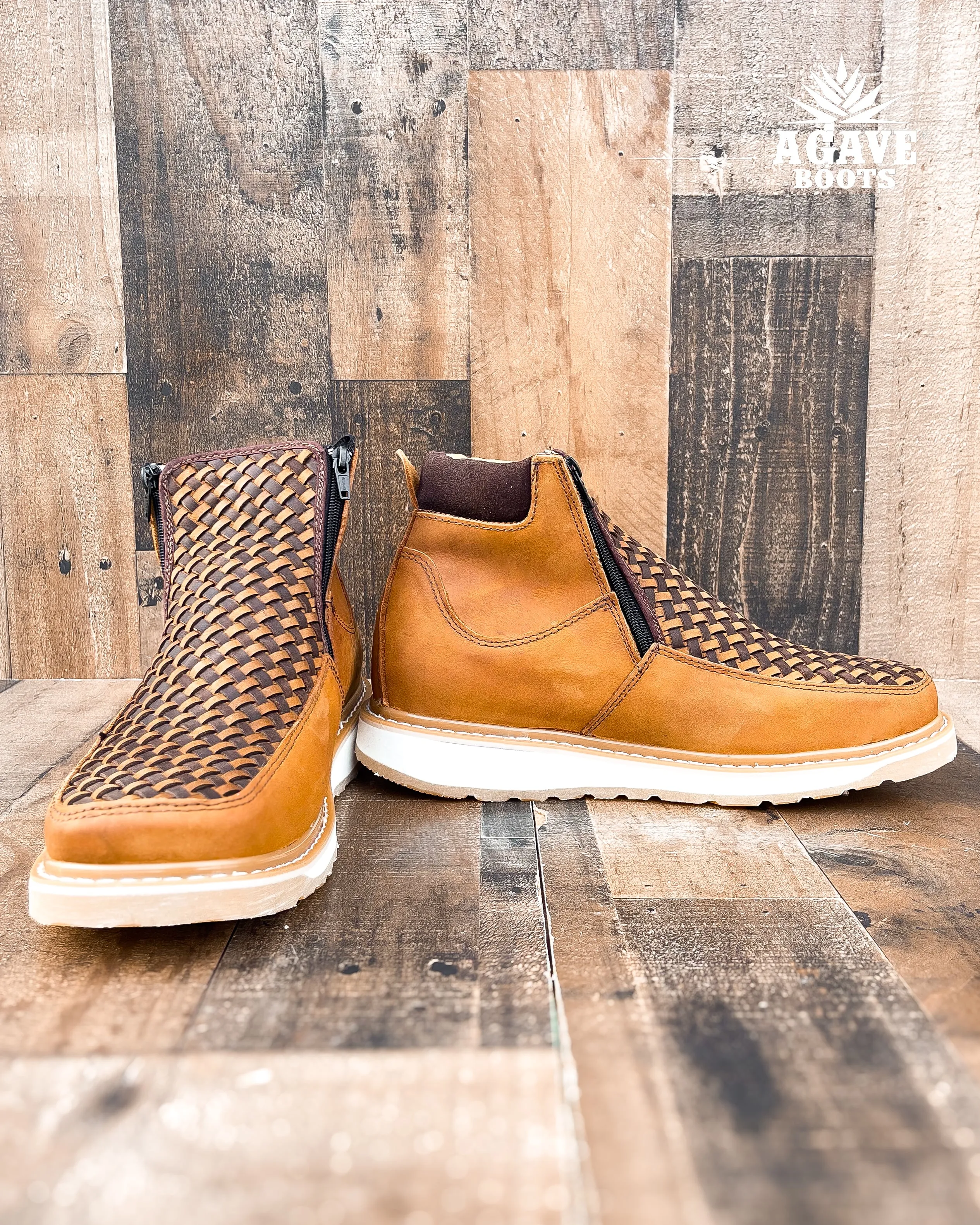 HAND MADE WOVEN TEJIDO "LIGHT BROWN" | MEN ZIPPER SHOES