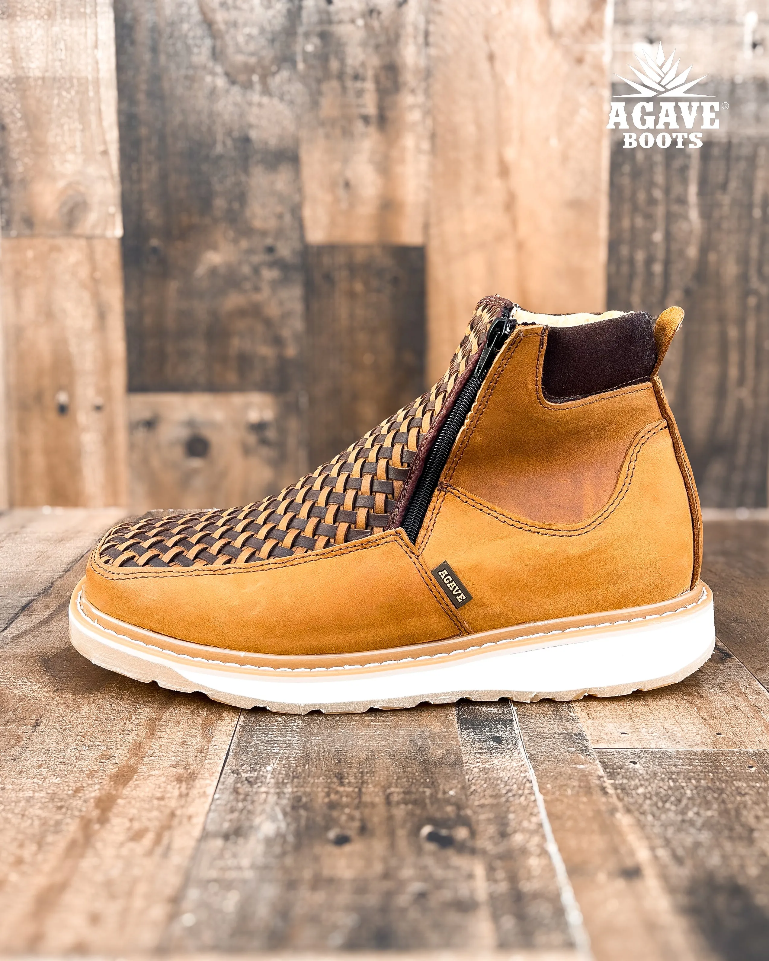 HAND MADE WOVEN TEJIDO "LIGHT BROWN" | MEN ZIPPER SHOES