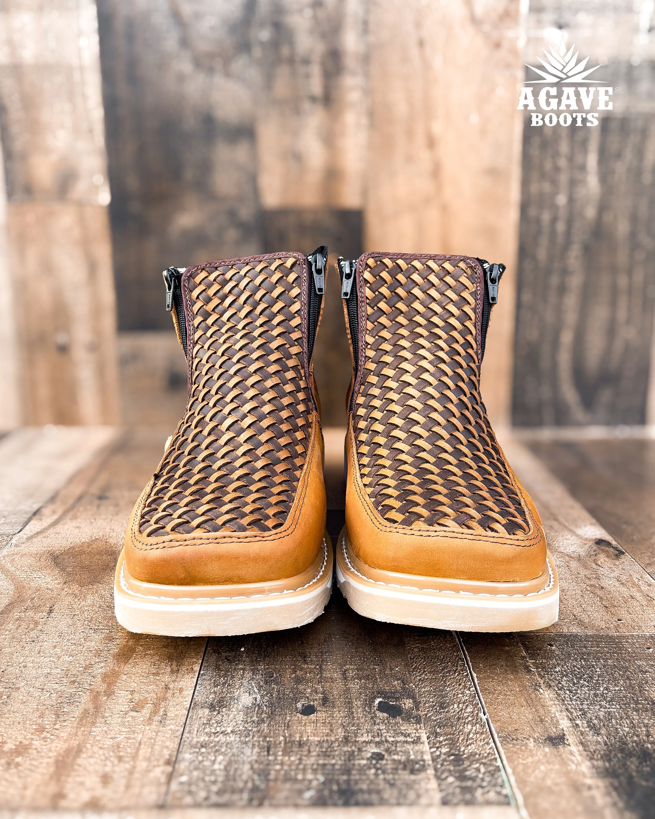 HAND MADE WOVEN TEJIDO "LIGHT BROWN" | MEN ZIPPER SHOES