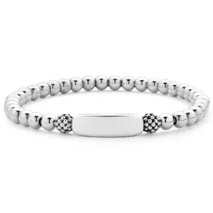 Lagos Signature Caviar Silver Station Stretch Bead Bracelet