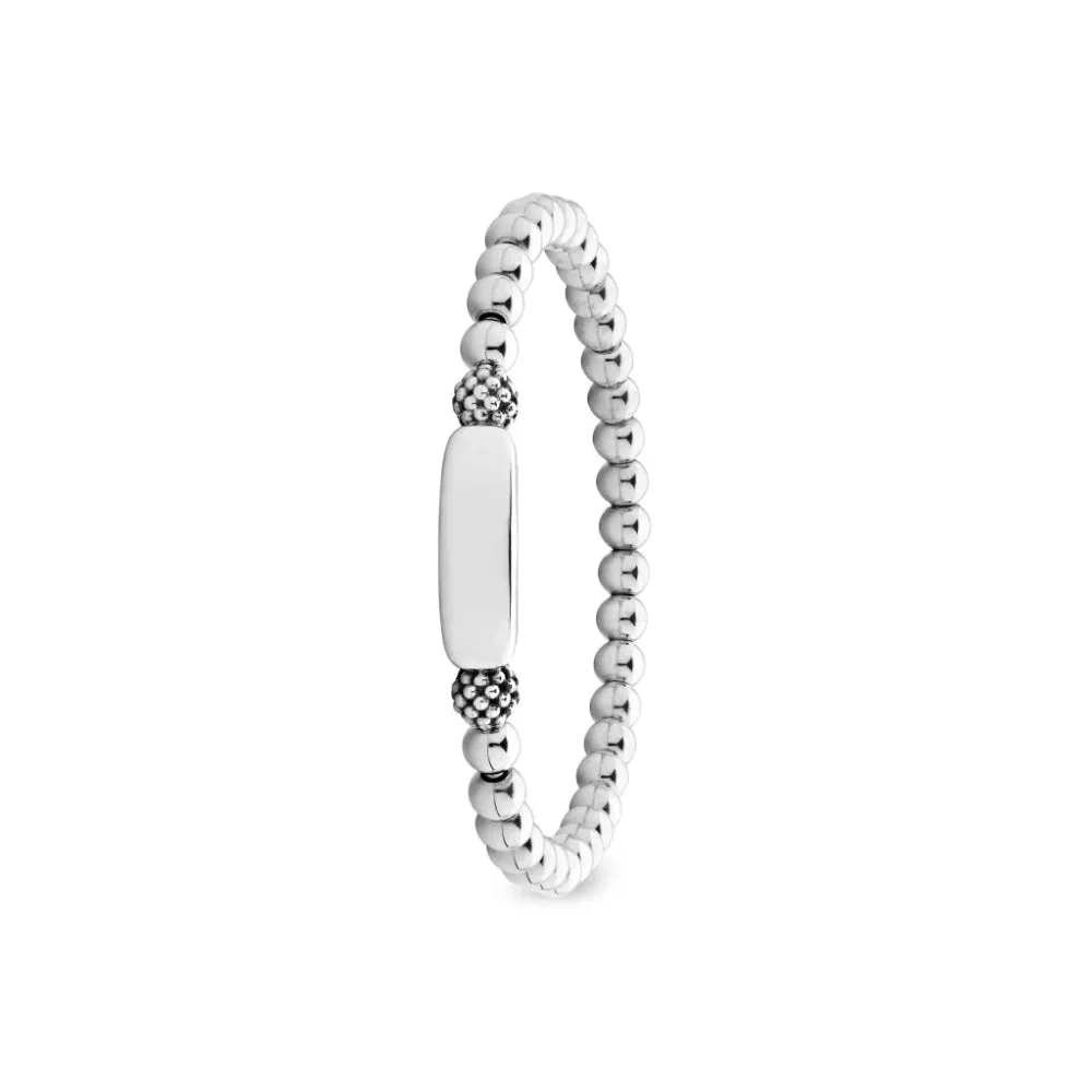 Lagos Signature Caviar Silver Station Stretch Bead Bracelet