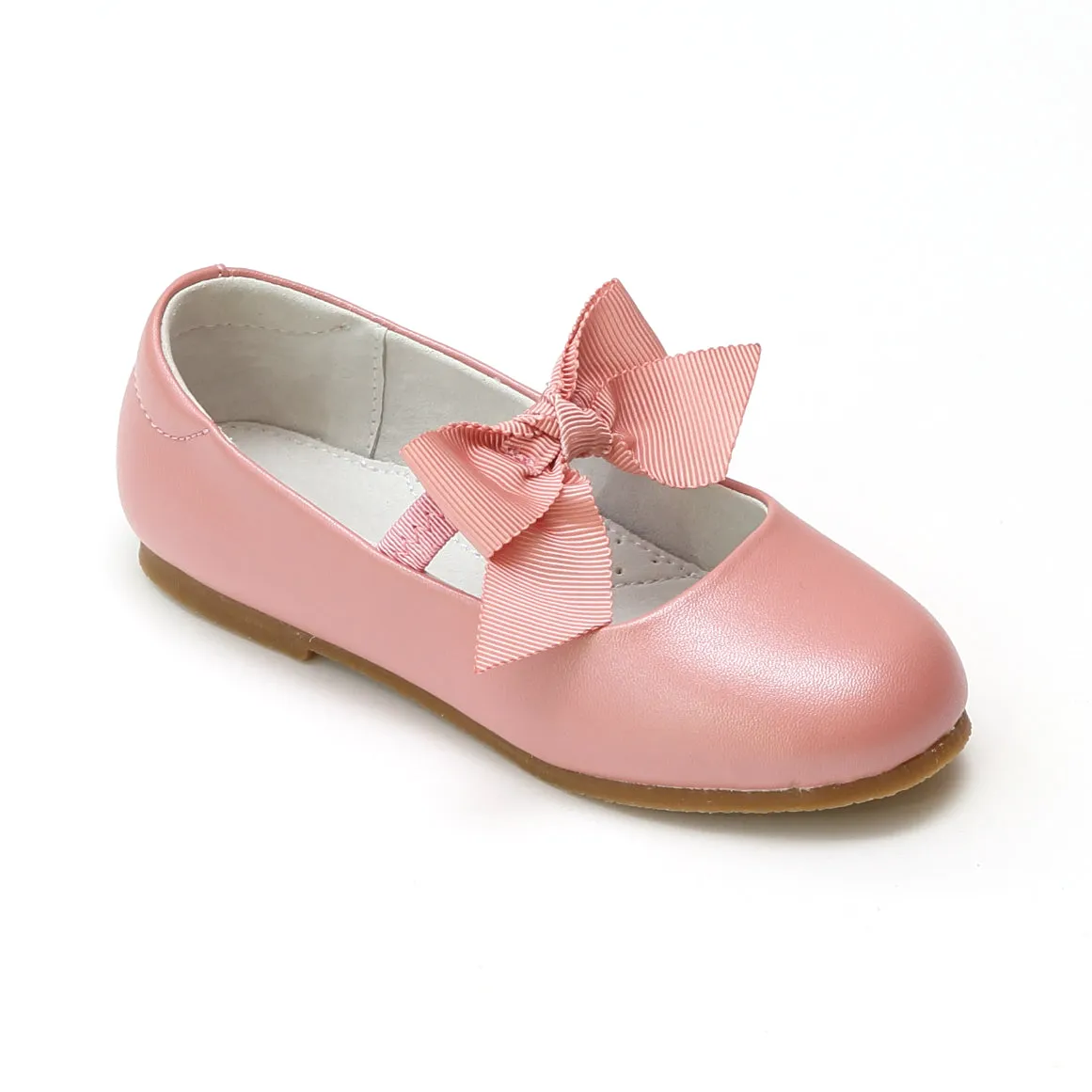 L'Amour Girls Pauline Bow Leather Special Occasion Flat