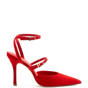 Larroude Kris Pump In Scarlet Suede