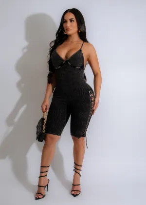 Lose Control Ribbed Romper Black