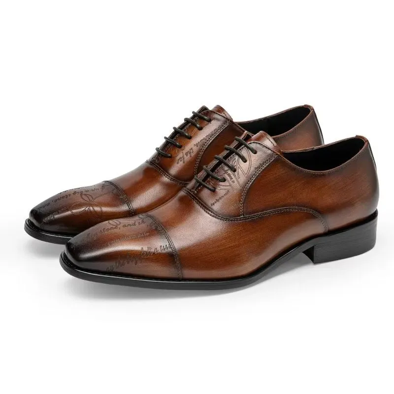 LuxeTex Exotic Cow Leather Oxford Dress Shoes