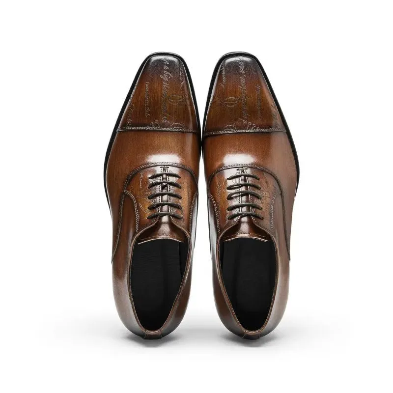 LuxeTex Exotic Cow Leather Oxford Dress Shoes