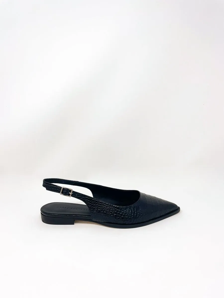 Marie in Black Embossed Croc