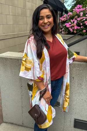 Mauve & Mustard Big Floral Duster