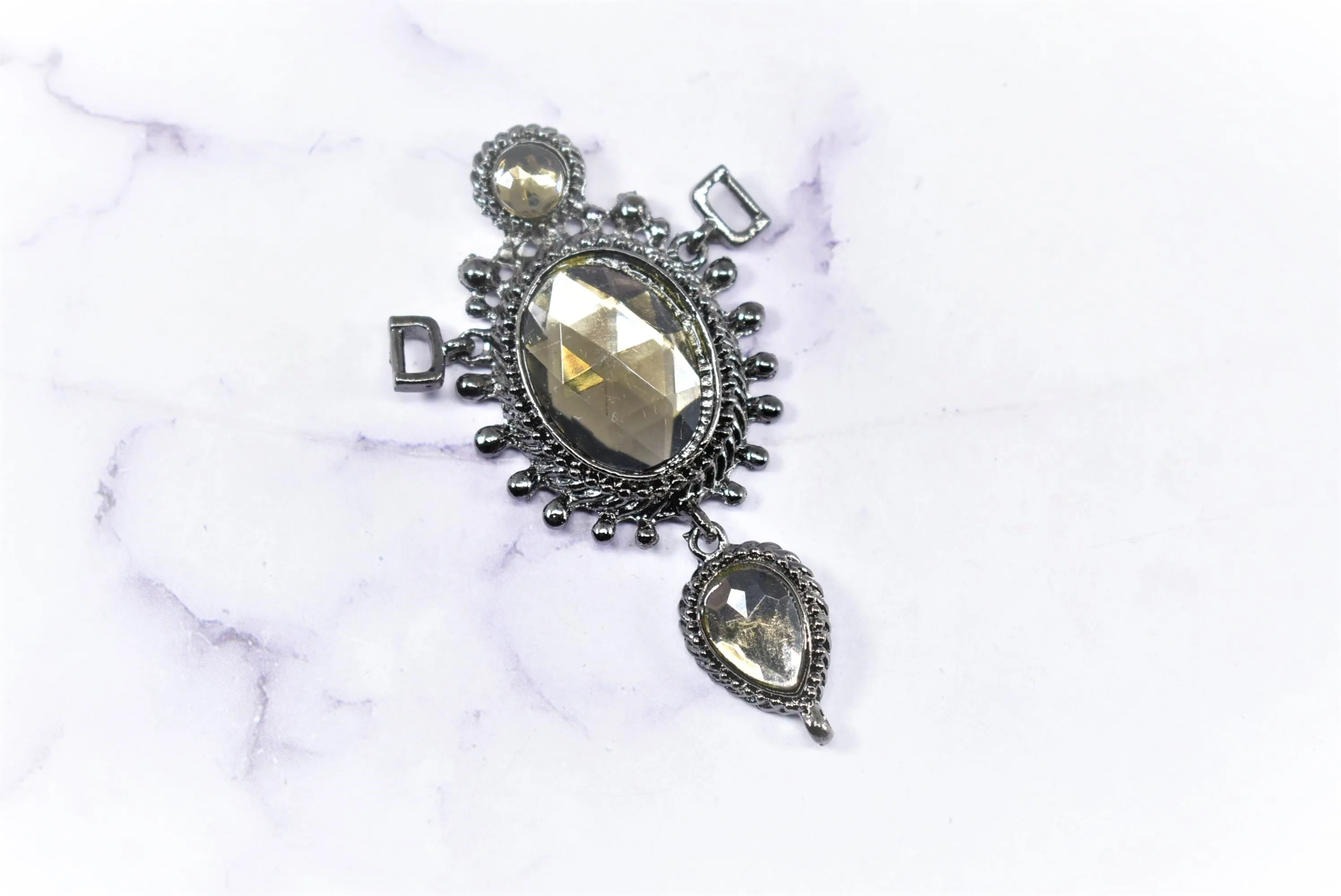 Medieval Rhinestone Connector | Unique Rhinestone Connector | Gunmetal Rhinestone Connector | DIY Design |Jewelries, Accessories Connector