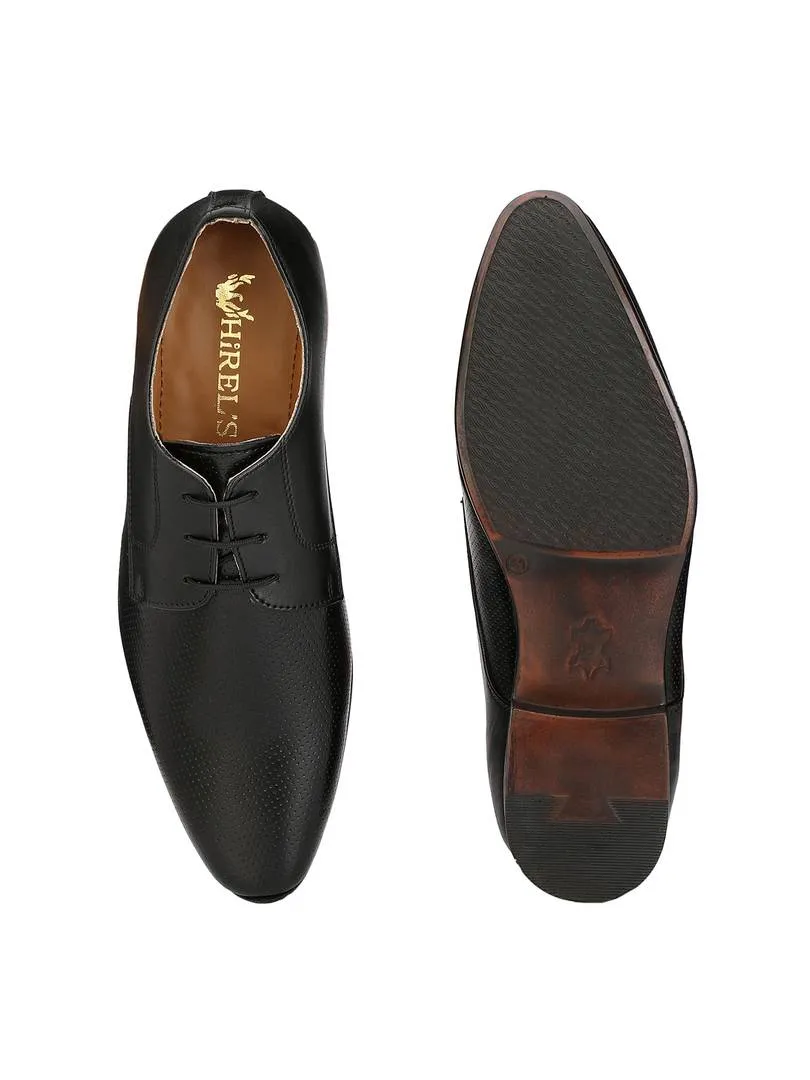 Men's Black Punch Derby Synthetic Leather Formal Shoes