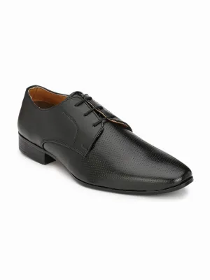 Men's Black Punch Derby Synthetic Leather Formal Shoes