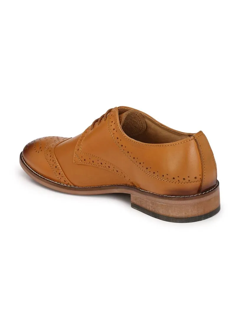 Men's Tan Derby Brogue Original Leather Formal Shoes