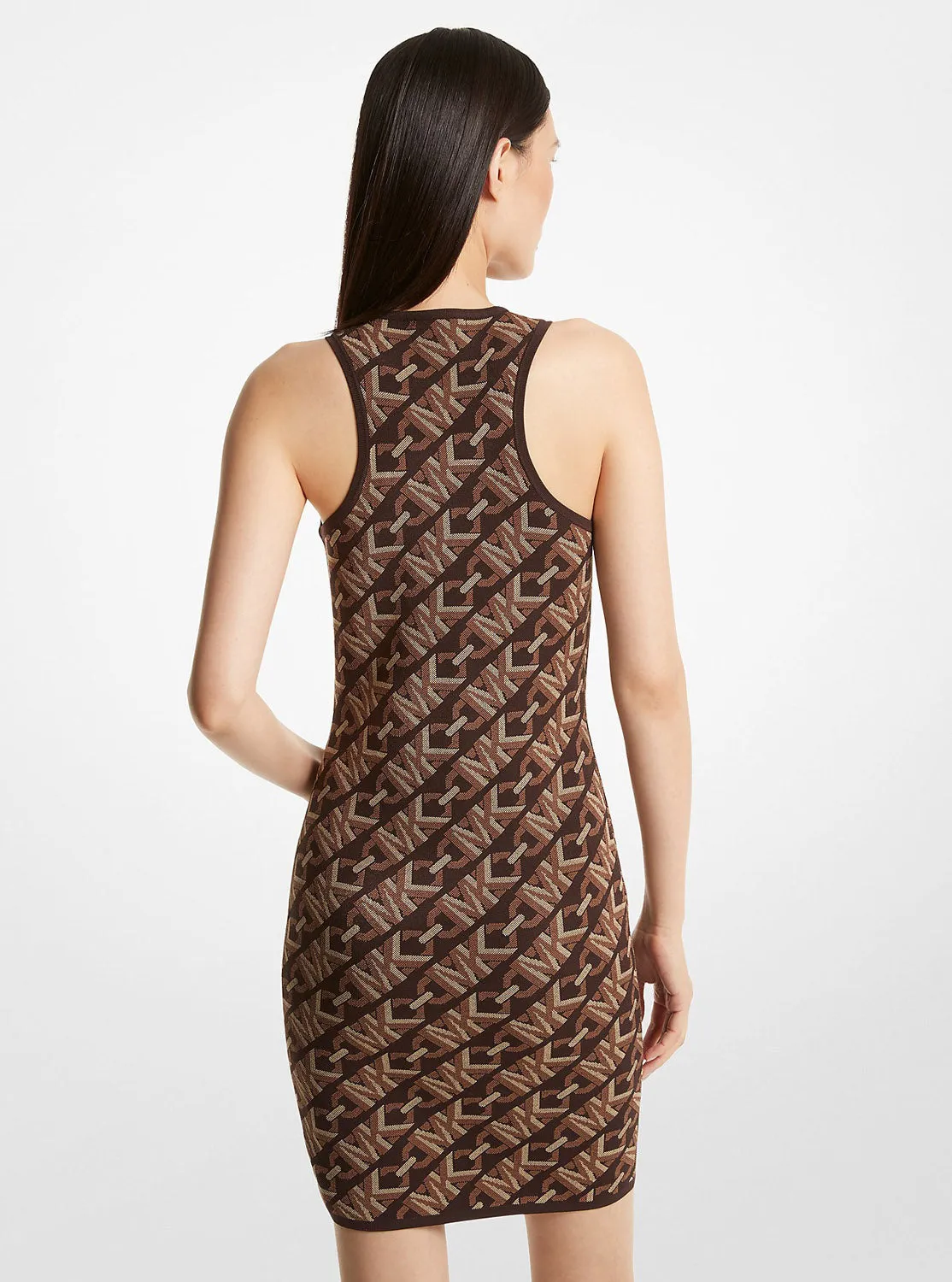 Michael Kors Empire Signature Logo Jacquard Tank Dress, Brown