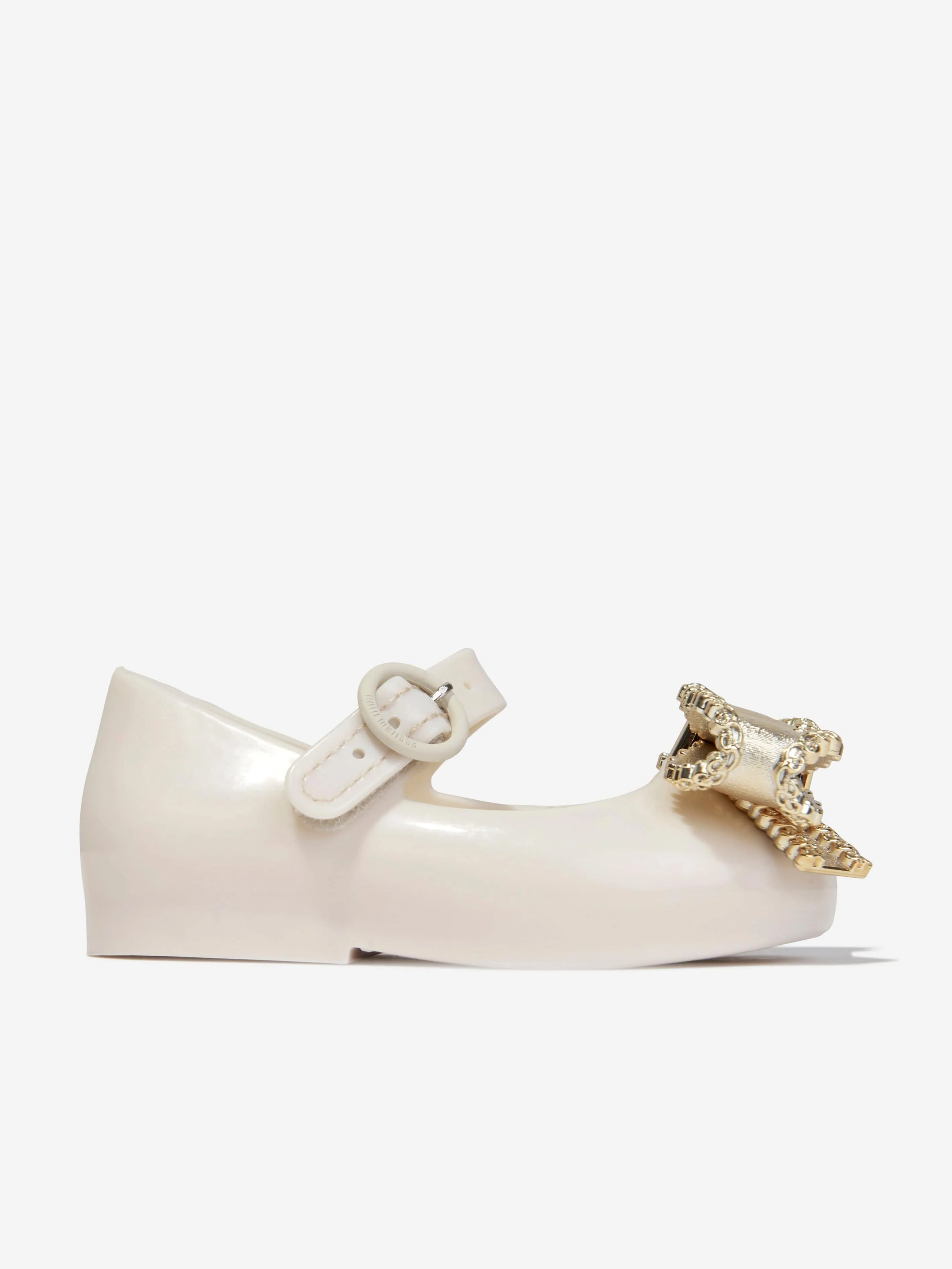 Mini Melissa Girls Mini Sweet Love Bow Jelly Ballerinas in Beige