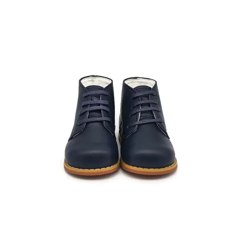 Navy Blue Leather Walking Shoe