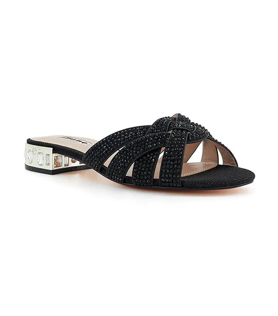 Nexie Jeweled Heel Dressy Flat Black