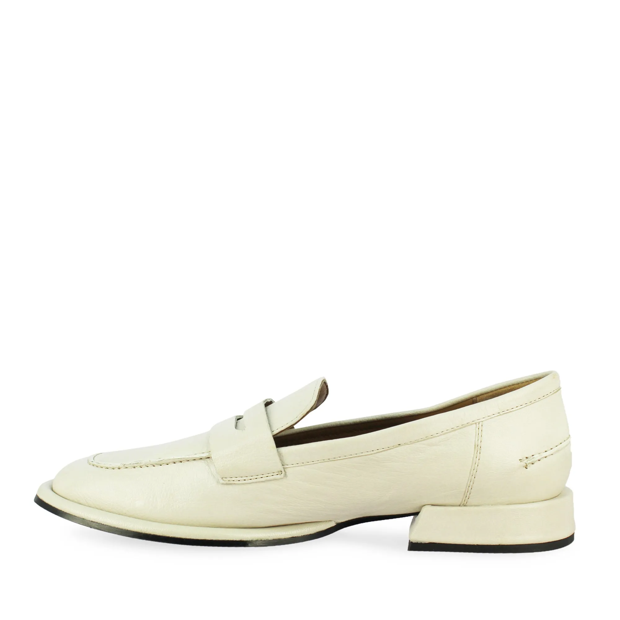 Saint Carla Off White Leather Saddle Strap Moccasins