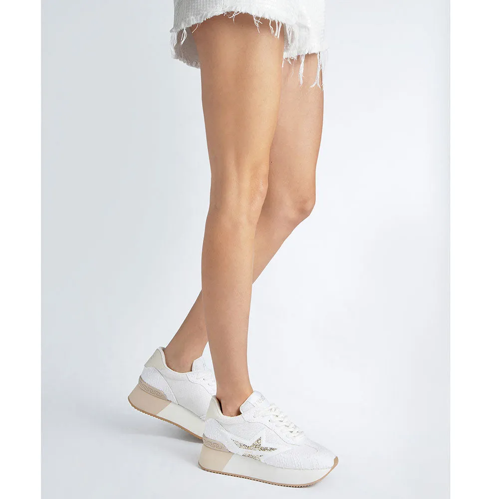 Scarpe Donna LIU JO Sneakers Platform Dreamy 03 in Denim e Brighty Mesh White e Light Gold