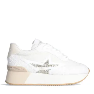 Scarpe Donna LIU JO Sneakers Platform Dreamy 03 in Denim e Brighty Mesh White e Light Gold