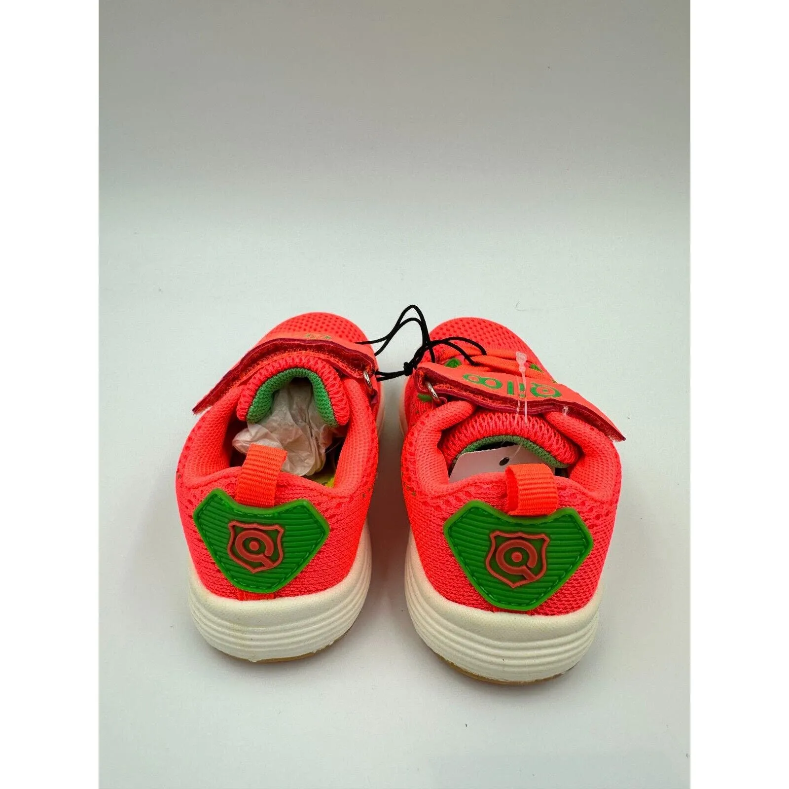 Small Kid Size 6, Orange with Green Accent Slip-ons with Straps