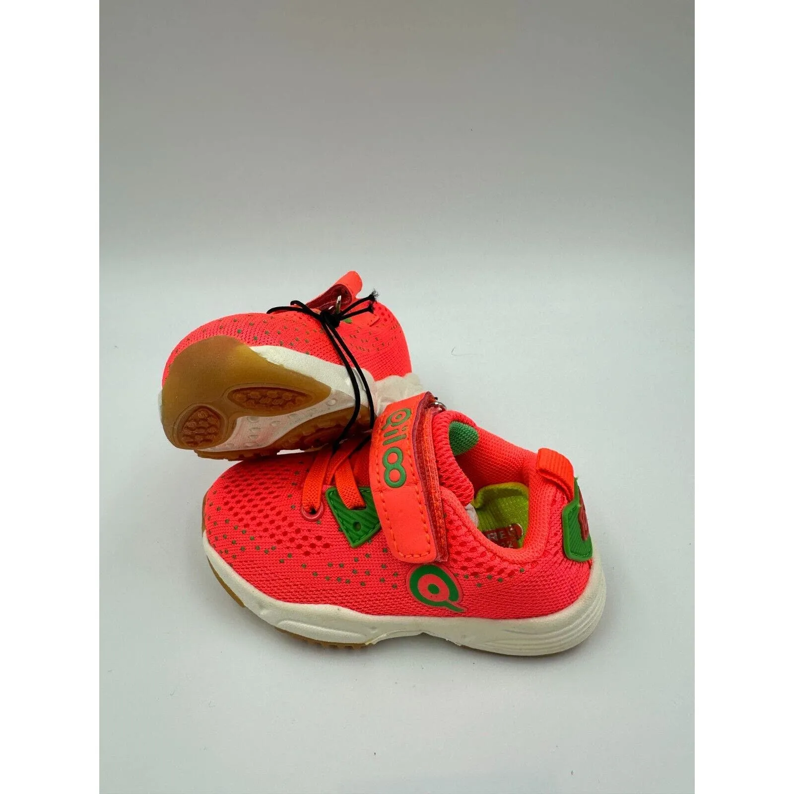 Small Kid Size 6, Orange with Green Accent Slip-ons with Straps