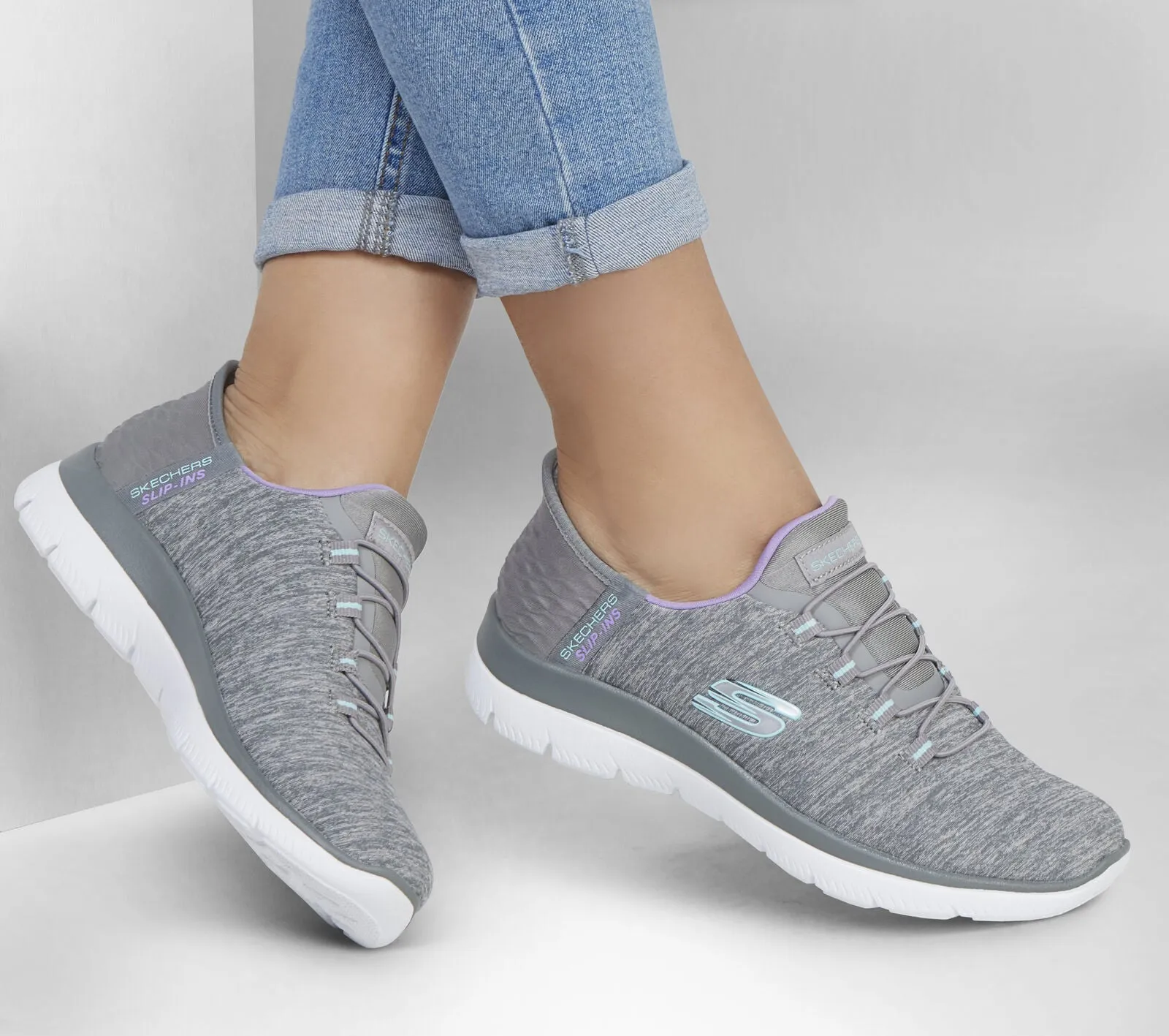 WOMEN'S SKECHERS SLIP-INS: SUMMITS DAZZLING HAZE |  GREY / MULTI